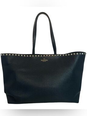 Valentino Garavani Black Rockstud Leather Tote
